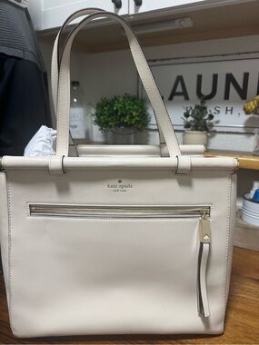 Kate Spade Cream Leather Top-Handle Tote WKRU3306